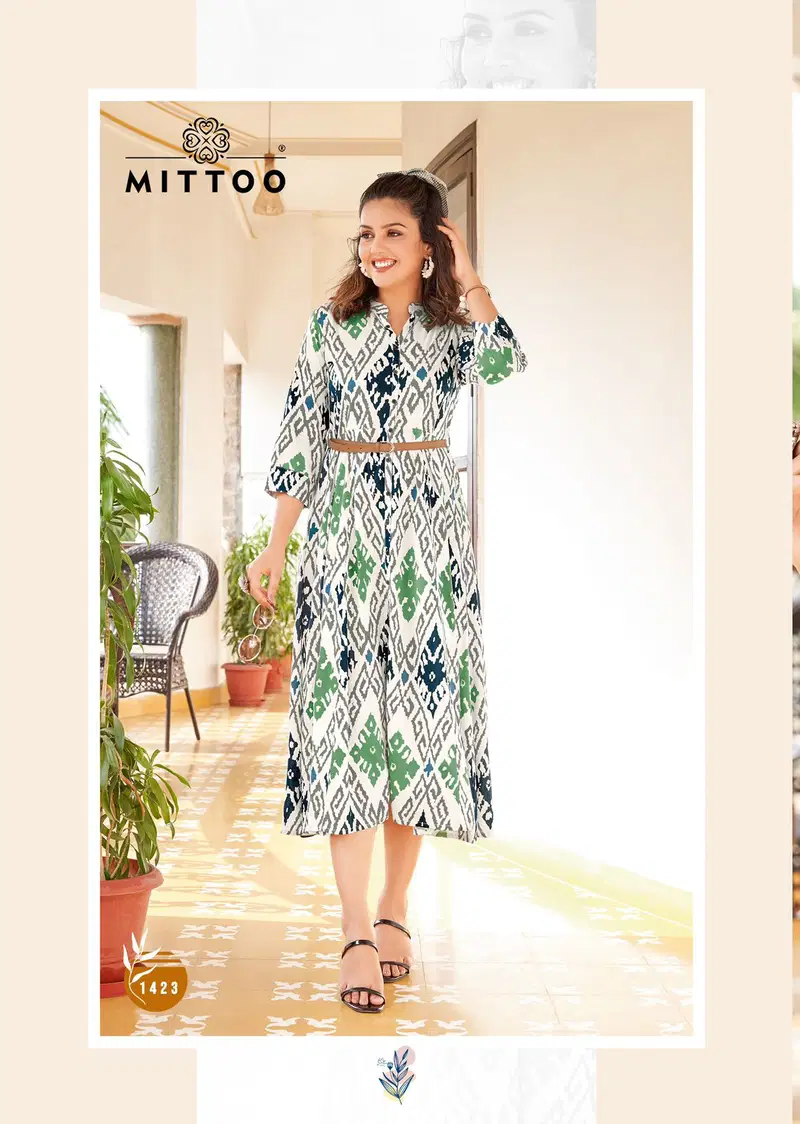 Belt Vol 17 By Mittoo Rayon Printed Party Wear Kurtis Wholesale Price In Surat